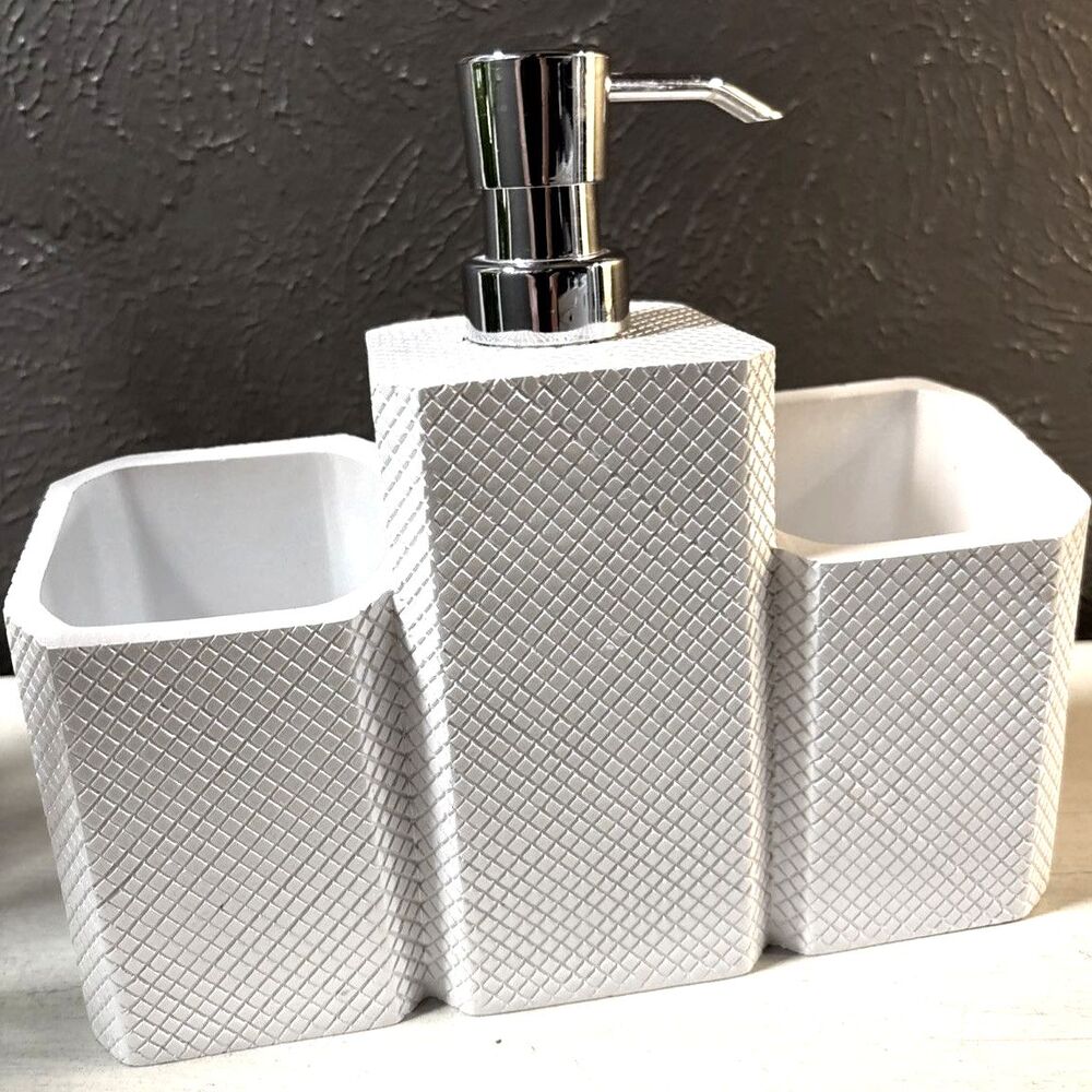 Soho Textured White Soap and Lotion Dispenser Organizer